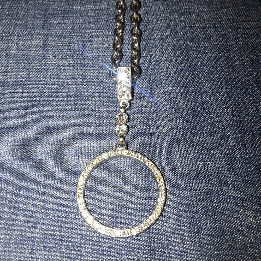 Silver Rhinestone Ring Necklace